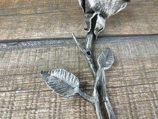 Forged Iron Rose: Handmade Metal Wall Decor (14 inch)