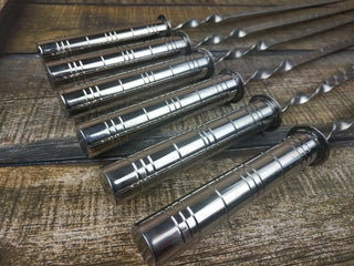 Hand Forged Stainless Steel Skewers: Kebab Grilling Set, Husband Gift