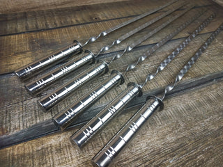 Hand Forged Stainless Steel Skewers: Kebab Grilling Set, Husband Gift