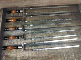 Grilling Set, Stainless Steel Skewers, Birthday Gift, Grill Tools, Grilling Gift, Hand Forged, Grill Utensils, Iron Gifts, Steel Gift