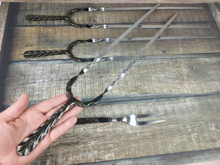Hand Forged Stainless Steel Grilling Skewer Set: Iron Gift