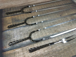 Hand Forged Stainless Steel Grilling Skewer Set: Iron Gift