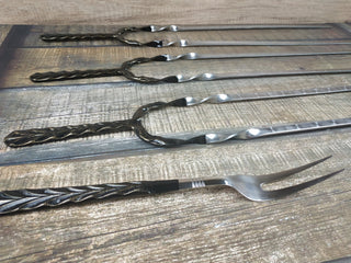 Hand Forged Stainless Steel Grilling Skewer Set: Iron Gift