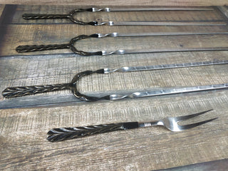 Hand Forged Stainless Steel Grilling Skewer Set: Iron Gift