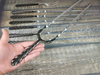 Hand Forged Stainless Steel Skewer Set: Grill Tools, Kebab Skewers