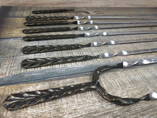 Hand Forged Stainless Steel Skewer Set: Grill Tools, Kebab Skewers