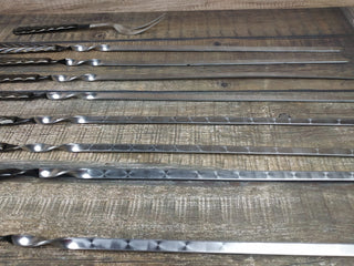 Hand Forged Stainless Steel Skewer Set: Grill Tools, Kebab Skewers