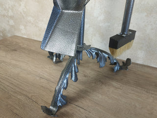 Forged Fireplace Tool Set: Handmade Iron Poker, Shovel & Broom