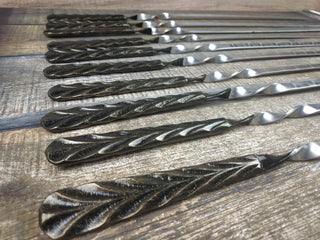 Hand Forged Stainless Steel Skewers: Grill Utensils, Set of 10