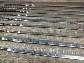 Hand Forged Stainless Steel Skewers: Grill Utensils, Set of 10