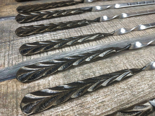 Hand Forged Stainless Steel Skewers: Grill Utensils, Set of 10