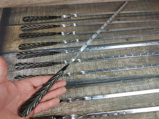 Hand Forged Stainless Steel Skewers: Grill Utensils, Set of 10