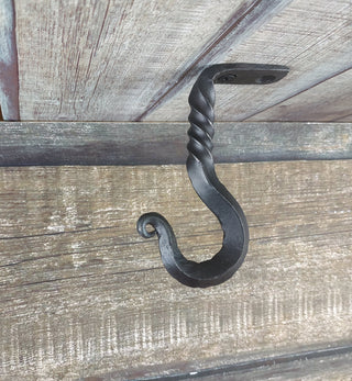 Hand Forged Iron Hook: Rustic Robe Hanger, Kitchen or Hallway Hook