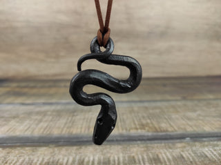 Handmade Forged Iron Snake Amulet - Viking Pendant Necklace