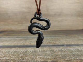 Handmade Forged Iron Snake Amulet - Viking Pendant Necklace