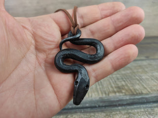 Handmade Forged Iron Snake Amulet - Viking Pendant Necklace