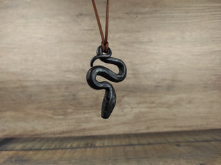 Handmade Forged Iron Snake Amulet - Viking Pendant Necklace