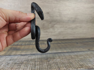 Hand Forged Snake Wall Hook: Iron Robe Hanger