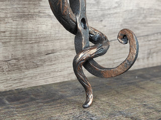 Handmade Iron Cobra Wall Hook: Rustic Metal Hanger