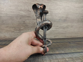 Handmade Iron Cobra Wall Hook: Rustic Metal Hanger
