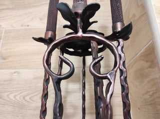 Hand Forged Fireplace Tools Set: Poker, Tongs, Shovel, Broom