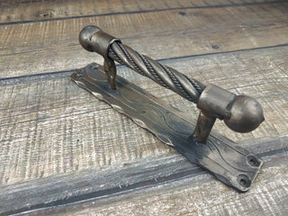 Forged iron door handles, Wrought iron handle, Hand forged handle, Door handle, Metal handle, Barn door handle, Door decor