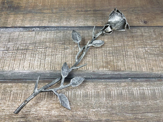 Forged Iron Rose: Handmade Metal Wall Decor (14 inch)