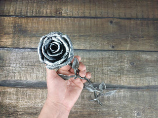 Forged Iron Rose: Handmade Metal Wall Decor (14 inch)
