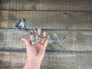 Forged Iron Rose: Handmade Metal Wall Decor (14 inch)