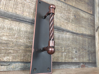 Hand Forged Black Iron Pull Handle: Vintage Steel Door Hardware