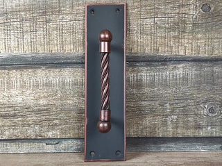 Hand Forged Black Iron Pull Handle: Vintage Steel Door Hardware