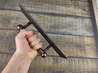 Hand Forged Black Iron Pull Handle: Vintage Steel Door Hardware