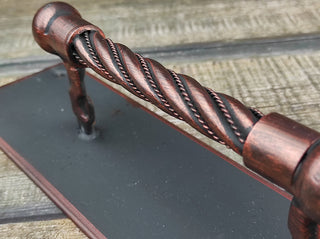 Hand Forged Black Iron Pull Handle: Vintage Steel Door Hardware