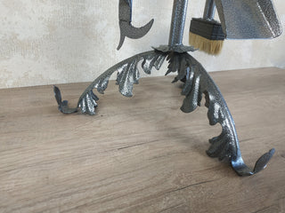 Forged Fireplace Tool Set: Handmade Iron Poker, Shovel & Broom