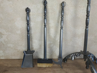 Forged Fireplace Tool Set: Handmade Iron Poker, Shovel & Broom