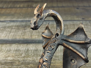 Dragon door handle, door handle, metal handle, hand forged handle, barn door handle, door decor, wrought hardware, metal forged handle