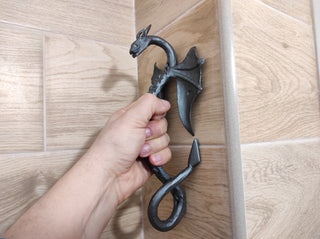 Door handle, Dragon door handle, Metal handle, Hand forged handle, Barn door handle, Door decor, Wrought hardware, Metal forged handle,