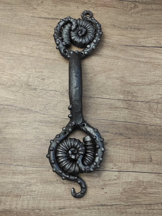 Hand Forged Squid Door Handle: Wrought Iron Barn Decor