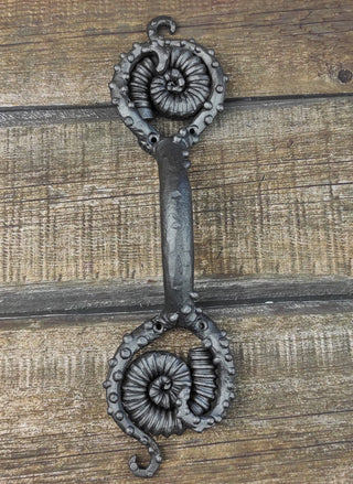 Hand Forged Squid Door Handle: Wrought Iron Barn Decor
