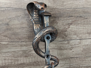 Handmade Iron Cobra Wall Hook: Rustic Metal Hanger