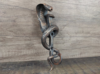 Handmade Iron Cobra Wall Hook: Rustic Metal Hanger