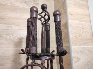 Hand Forged Fireplace Tools Set: Poker, Tongs, Shovel, Broom