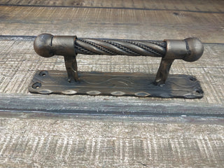 Forged iron door handles, Wrought iron handle, Hand forged handle, Door handle, Metal handle, Barn door handle, Door decor