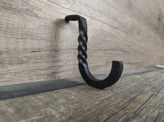 Hand Forged Steel Hook: Rustic Robe & Towel Hanger