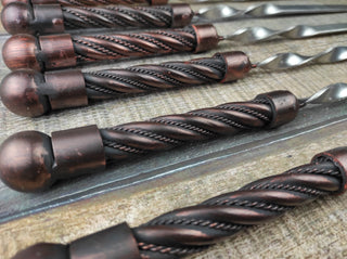 Hand Forged Kebab Skewers: Iron Grill Utensils, Set of 10
