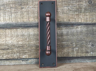 Hand Forged Black Iron Pull Handle: Vintage Steel Door Hardware