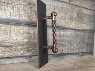 Hand Forged Black Iron Pull Handle: Vintage Steel Door Hardware