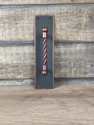 Hand Forged Black Iron Pull Handle: Vintage Steel Door Hardware