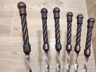 Hand Forged Kebab Skewers: Iron Grill Utensils, Camping Cookware (Set of 6)
