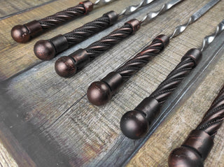 Hand Forged Kebab Skewers: Iron Grill Utensils, Camping Cookware (Set of 6)